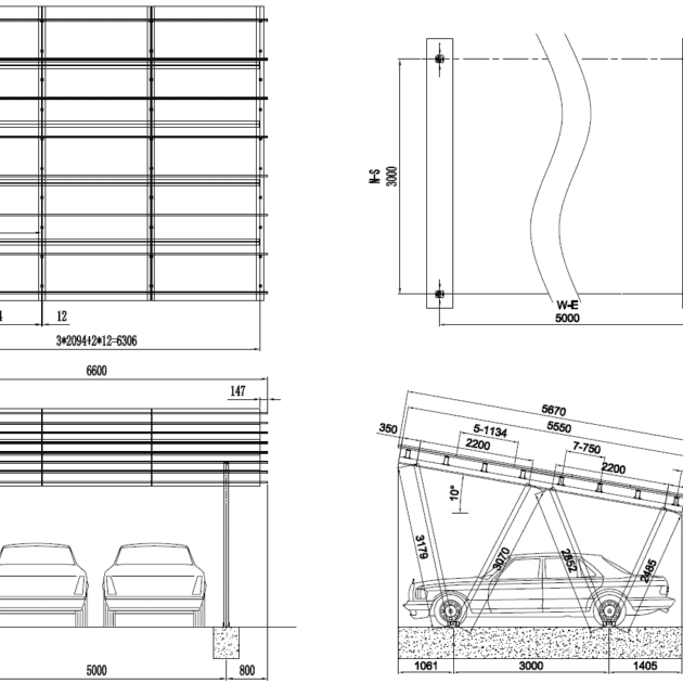 Fotovoltaický carport přístřešek hliníkový 2 stání - Image 3